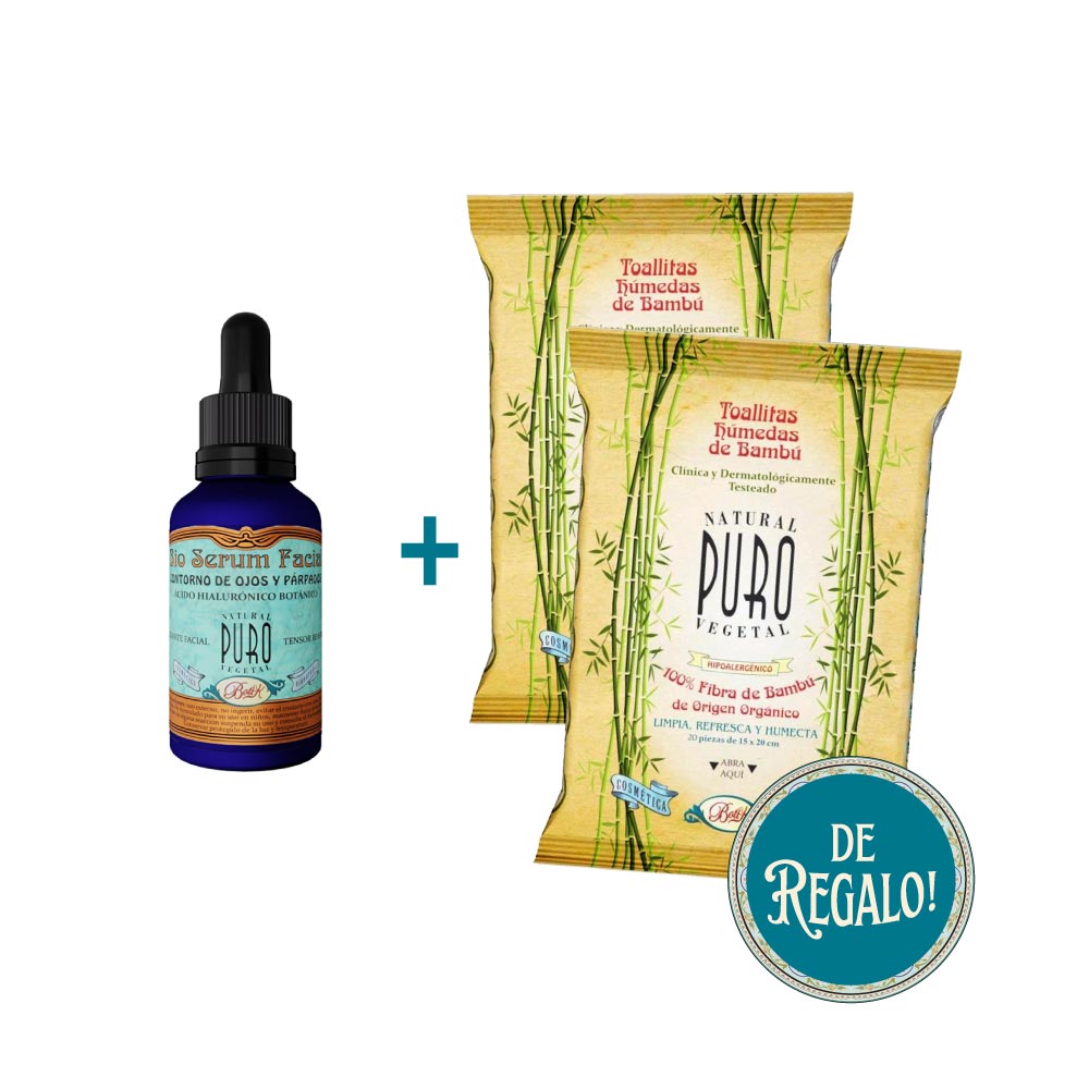 Kit Bio Serum Facial Ojos y Párpados + 2 Toallitas de Bambú Pocket de regalo